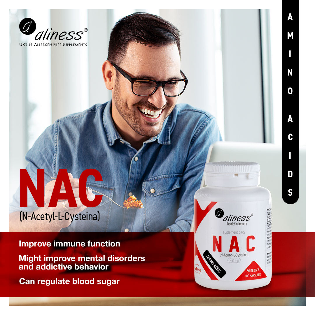 Aliness NAC kapsułki 490mg N-Acetyl-L-Cysteina, 100 kapsułek wegańskich