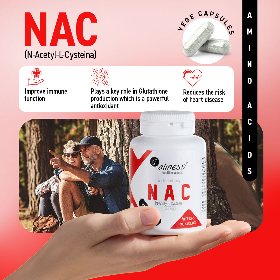 Aliness NAC Tabletki 380mg, N-Acetyl-L-Cysteina, 100 kapsułek wegańskich