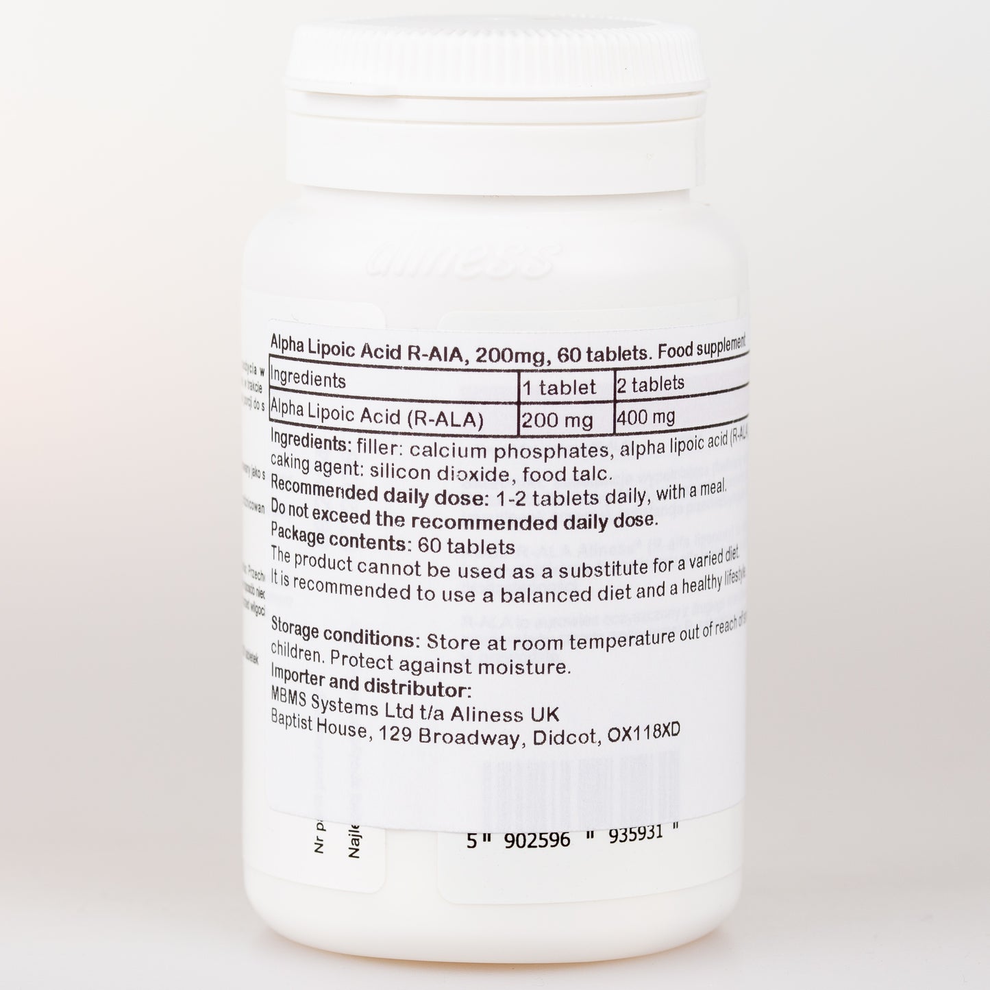 Aliness Kwas Alfa Liponowy R-ALA 200mg, 60 tabletek