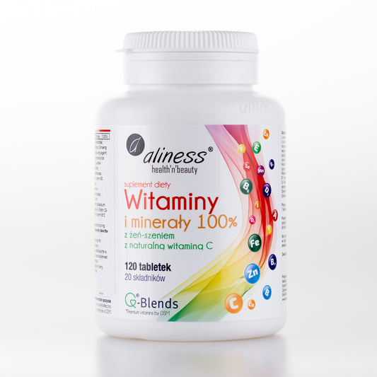 Aliness Witaminy i minerały z żeń szeniem 100%, 120 tabletek