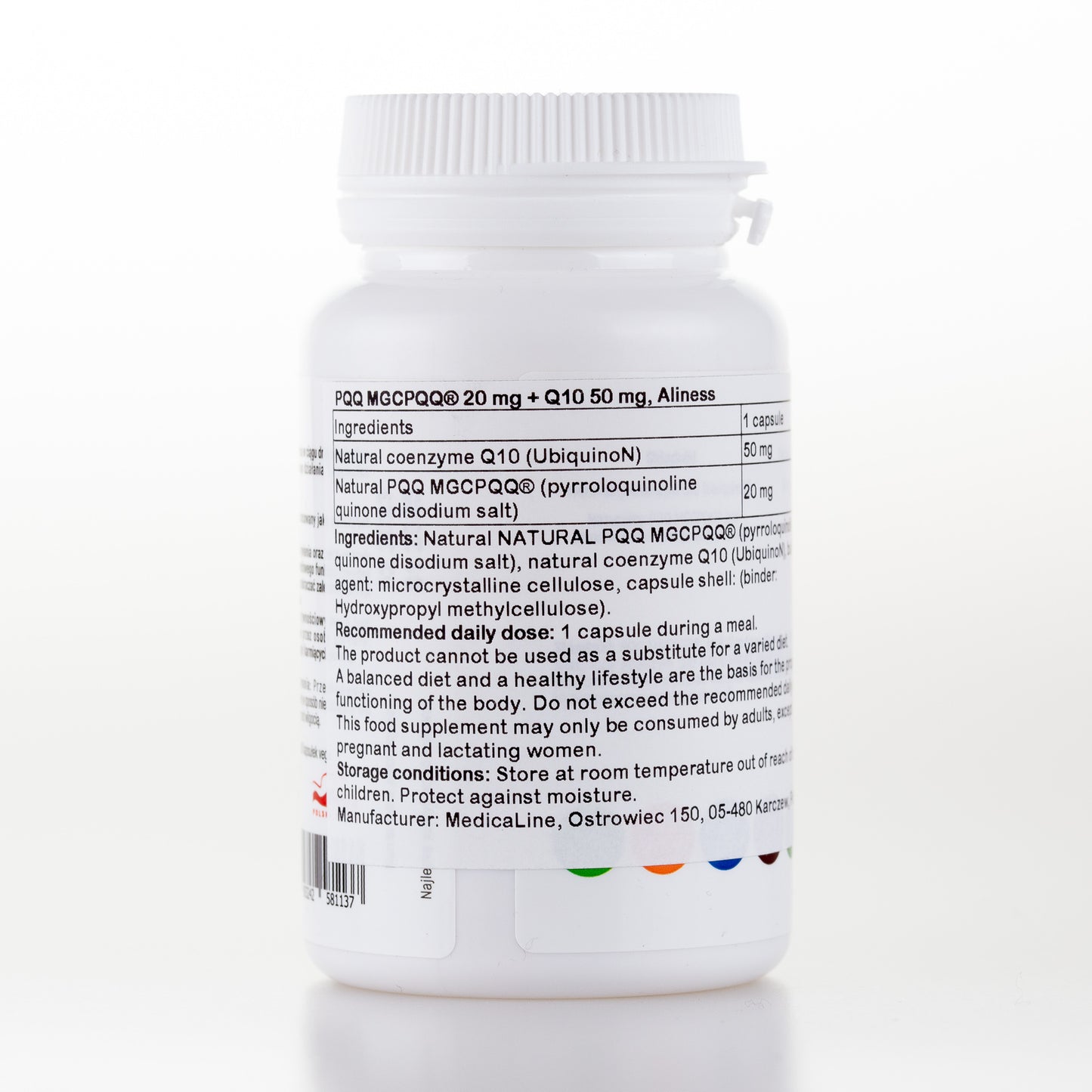 Aliness PQQ MGCPQQ® 20 mg + Q10 50 mg, 60 kapsułek wegańskich