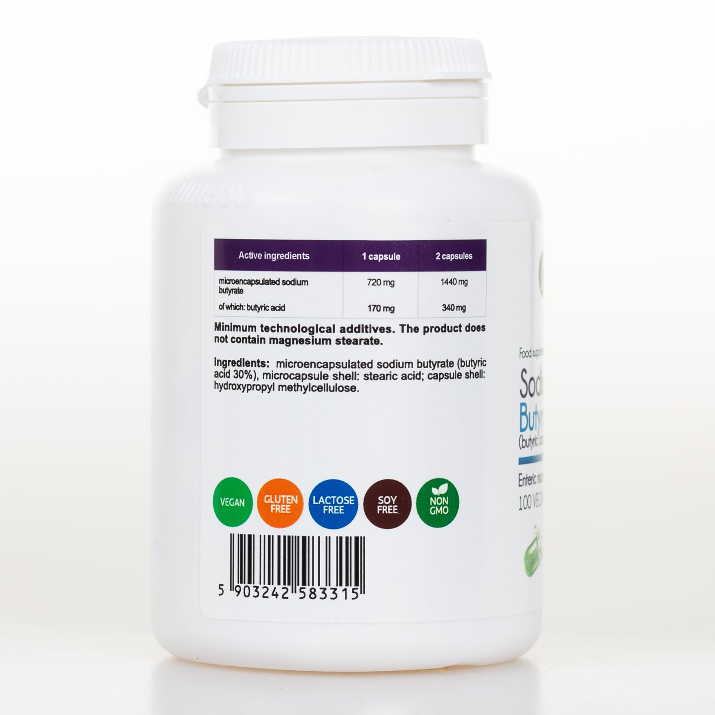 100 capsules of Sodium Butyrate Supplement