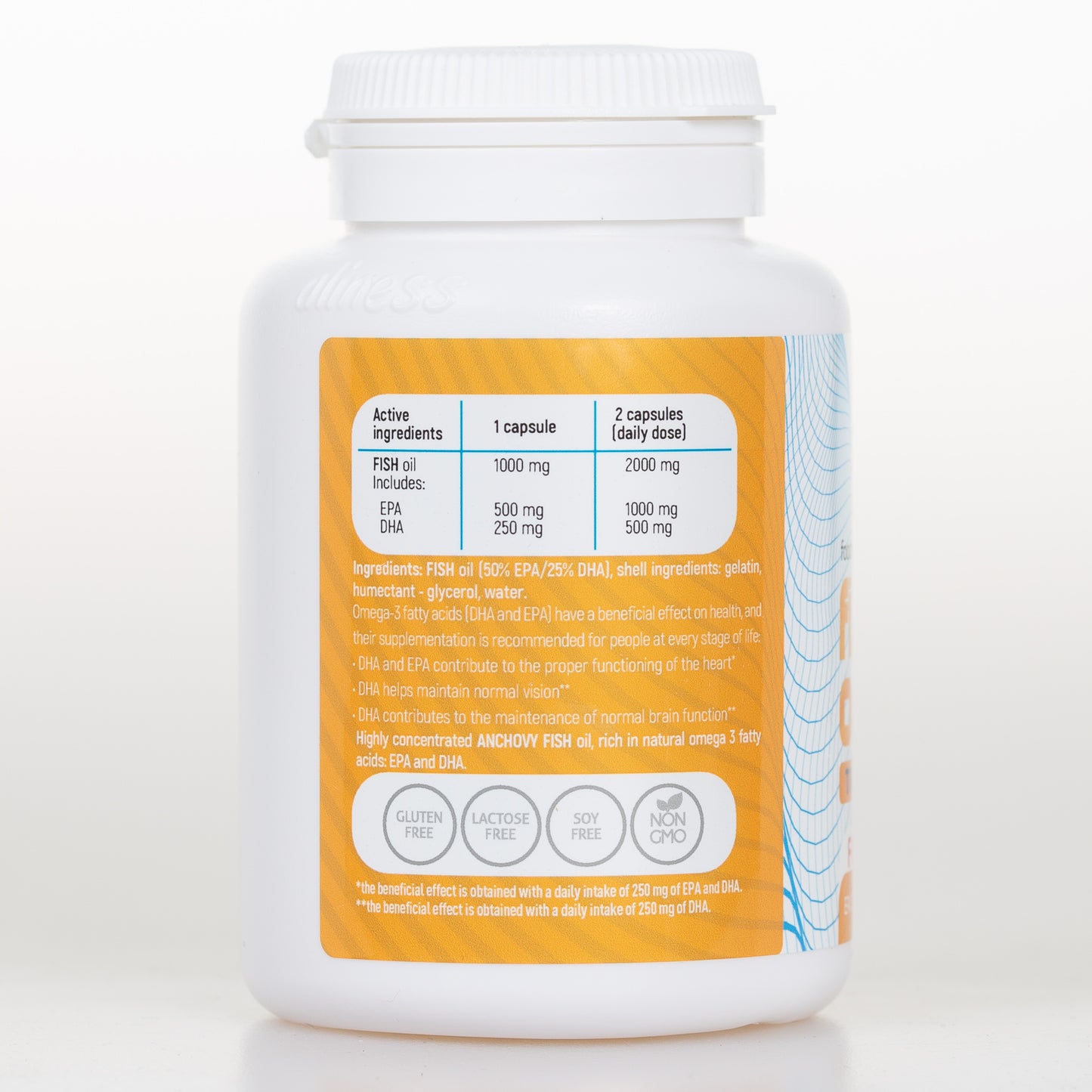 Fish Omega 3 FORTE Triglycerides 500mg EPA / 250mg DHA, 60 capsules, High dose of EPA and DHA essential fatty acids