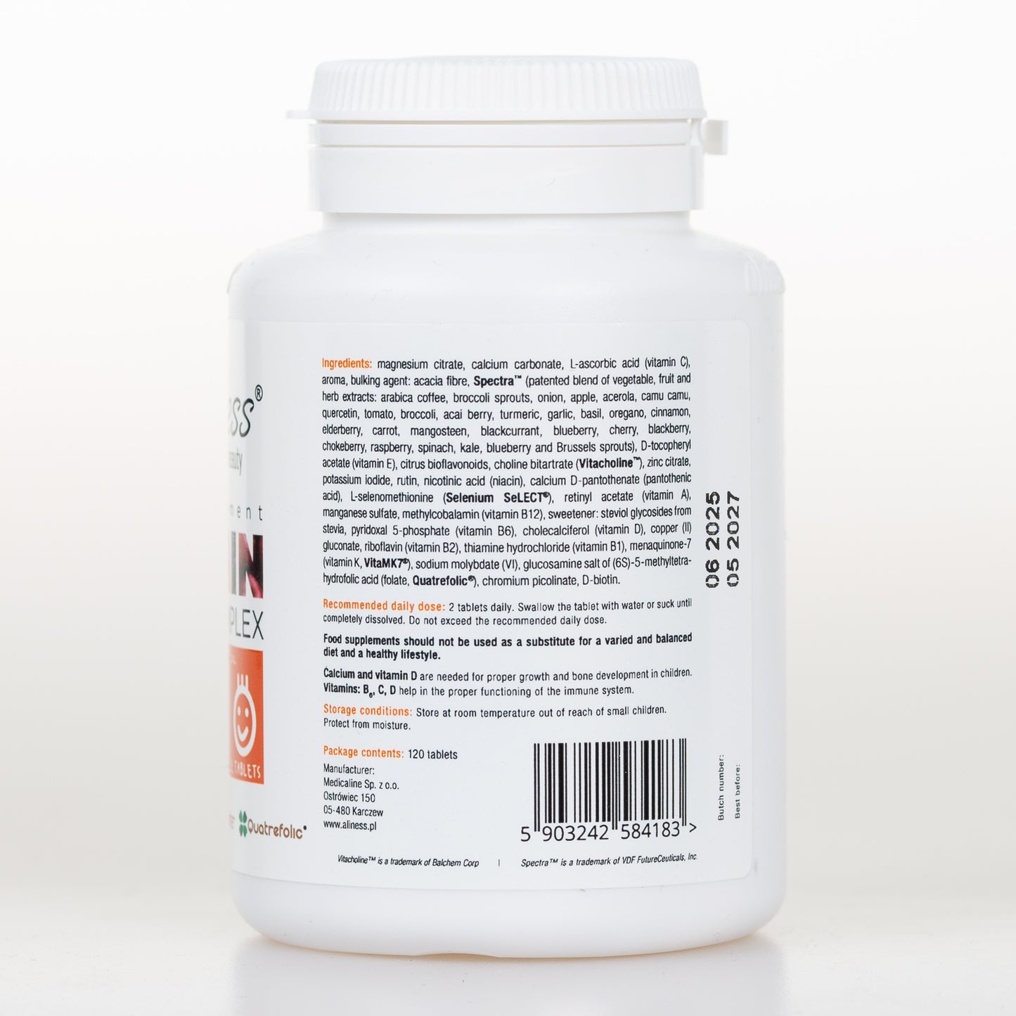 Aliness Premium Vitamin Complex dla dzieci, 120 tabletek do ssania
