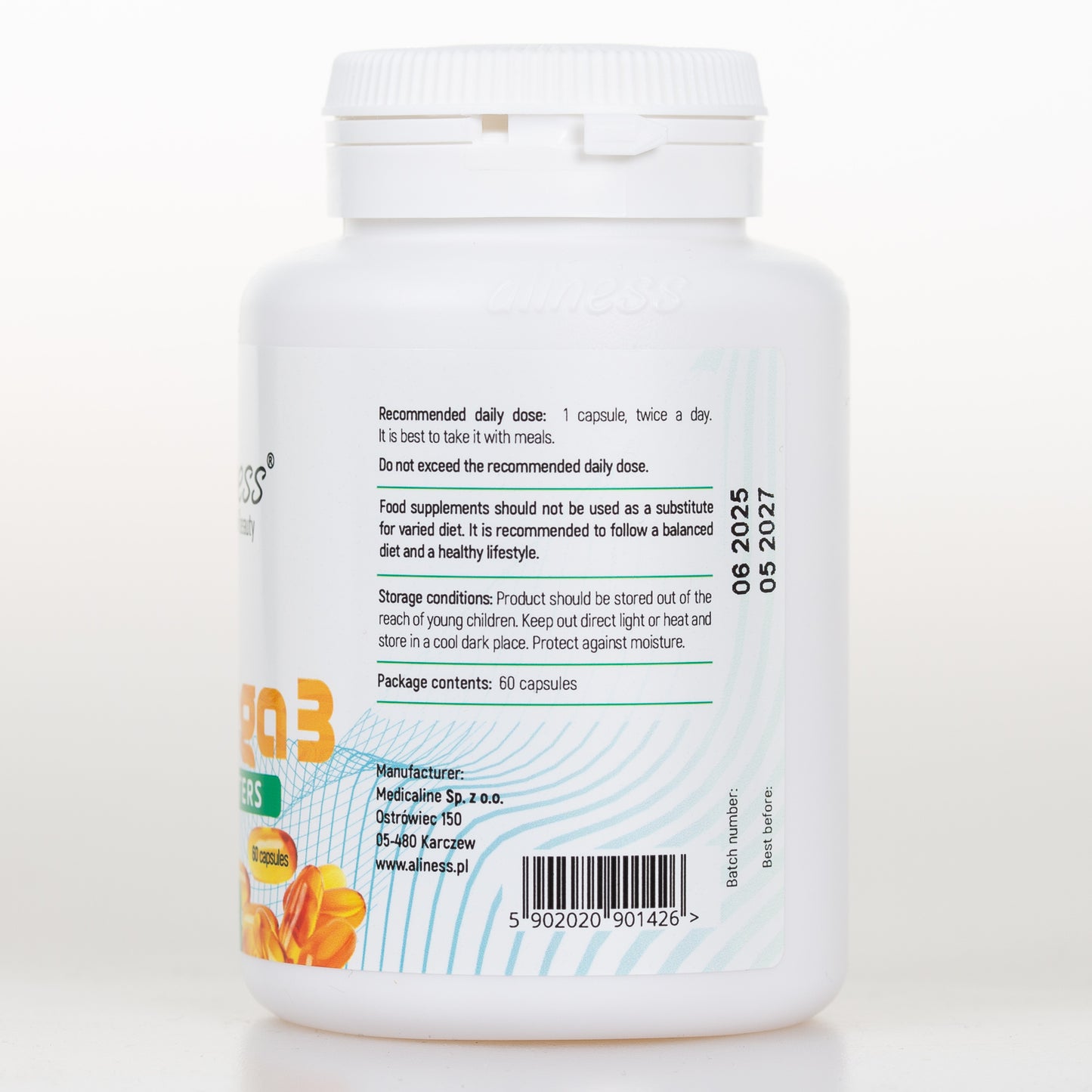 Fish Omega 3 FORTE Ethyl Esters 500mg EPA / 250mg DHA, 60 capsules, High dose of EPA and DHA essential fatty acids
