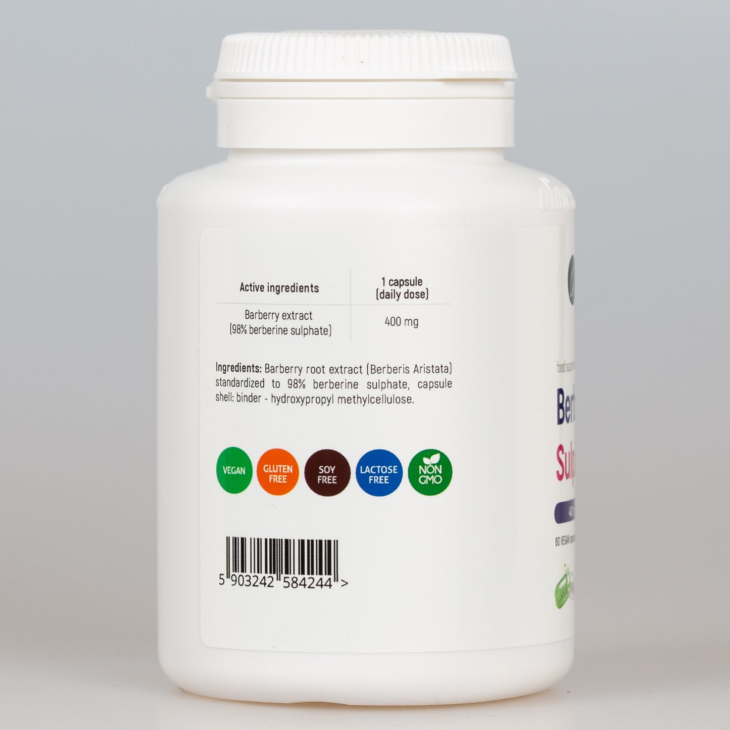Aliness Berberyna, Berberine Sulphate 98% 400 mg, 60 kapsułek vege, PCOS