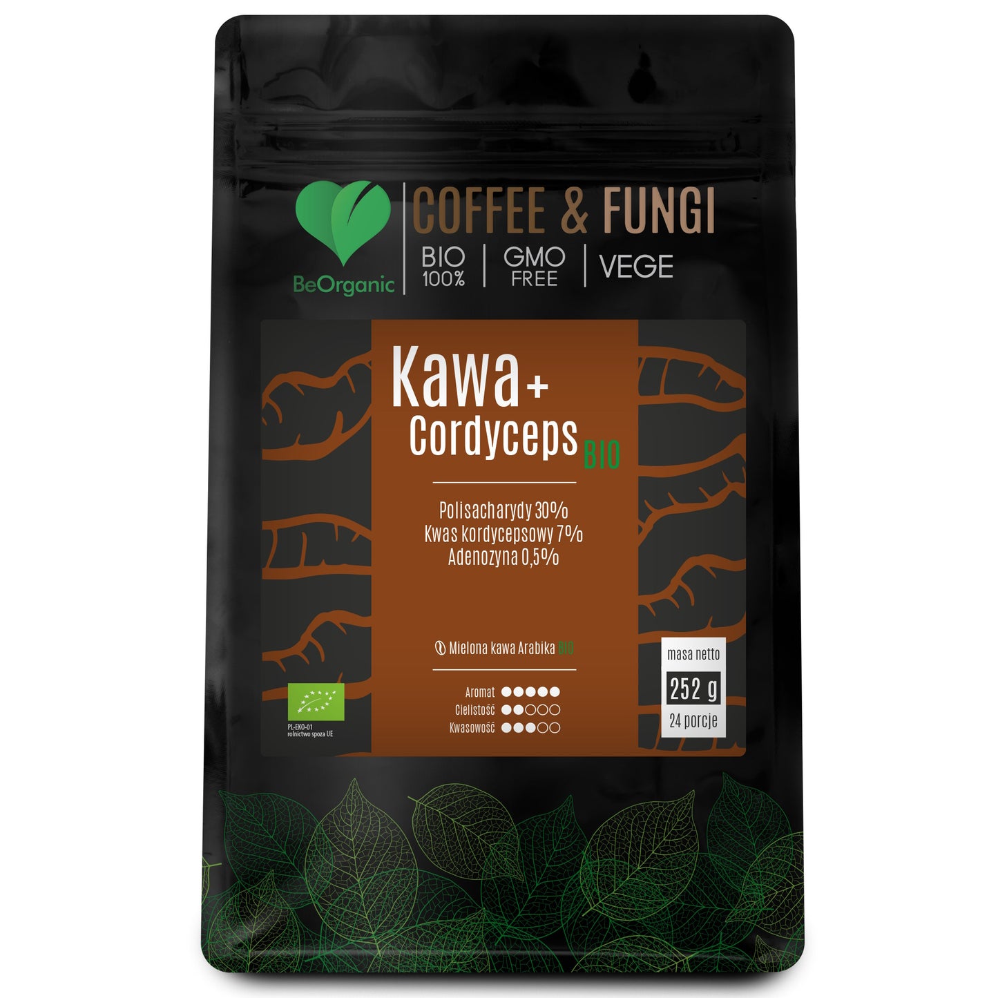 Organic Mushroom Coffee with Cordyceps, 252g, Ground, Arabica
