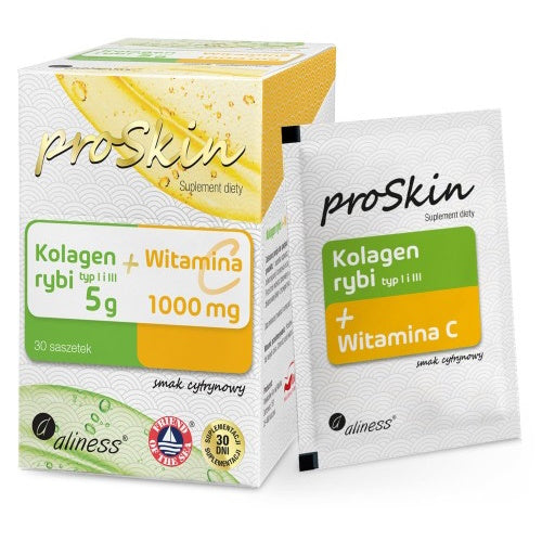 Fish collagen 5g + Vitamin C 1000mg Complex x 30 sachets, lemon flavour