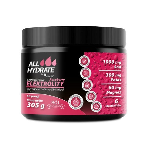 ALLHydrate, Raspberry Electrolytes, 305g, 50 servings