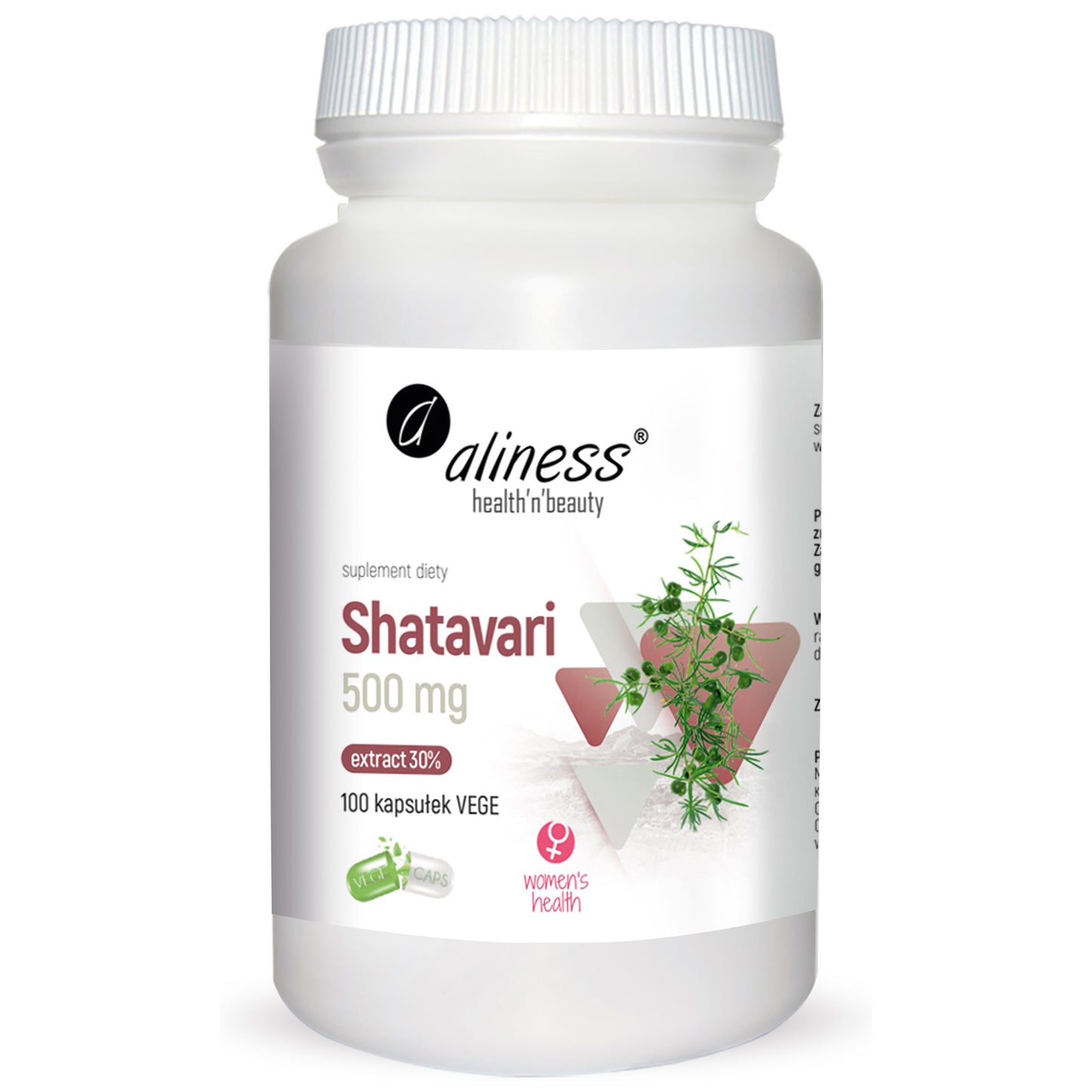 Aliness Ekstrakt Shatavari, 100 kapsułek wegańskich