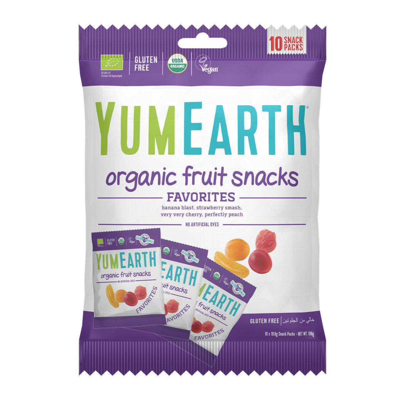 10x YumEarth Ekologiczne Bio Żelki Bez Żelatyny (Owocowe Przekąski), Słodycze dla dzieci