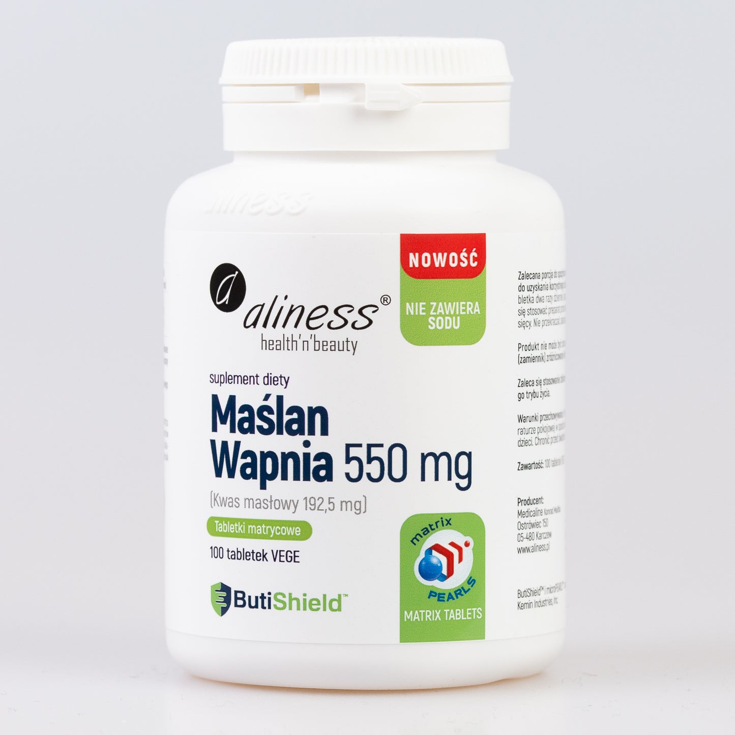 100 wegańskich tabletek maślanu wapnia 550 mg (192,5 mg kwasu masłowego), korzyści i łagodzenie objawów IBS, zapobieganie nieszczelności jelit