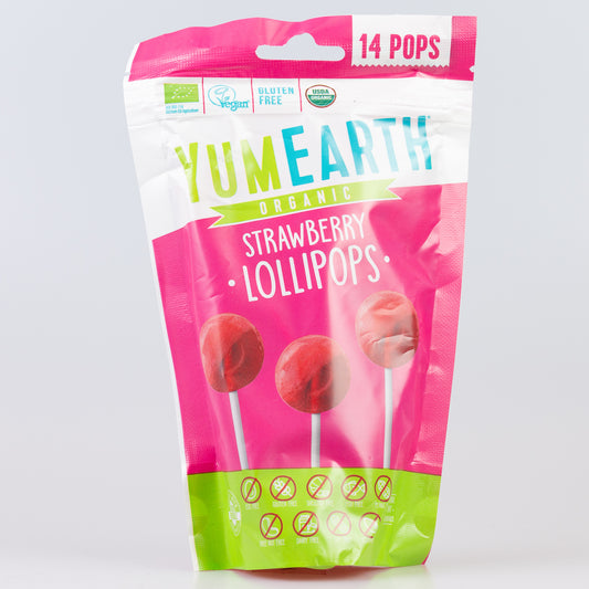 YumEarth Organic Strawberry Lollipops, Eco pops for toddlers, 14 pack