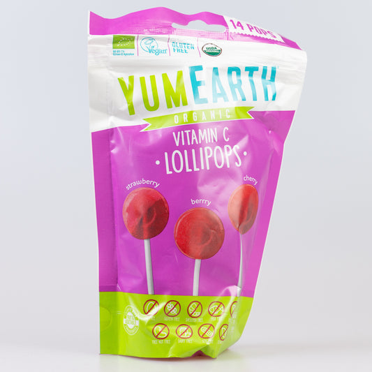 YumEarth Ekologiczne Bio lizaki z witaminą C, Słodycze dla dzieci, 14 szt