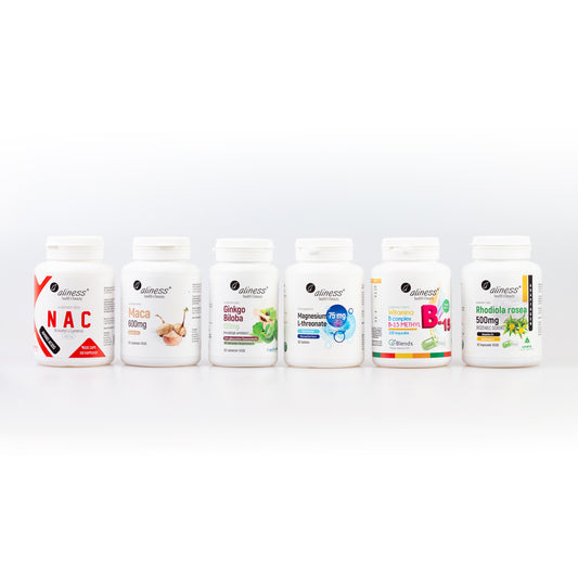 Energy Support Supplement Bundle (NAC, Maca, Magnesium Threonate, Gingko Biloba, Rhodiola Rosea, Vitamin B Methyl Complex)