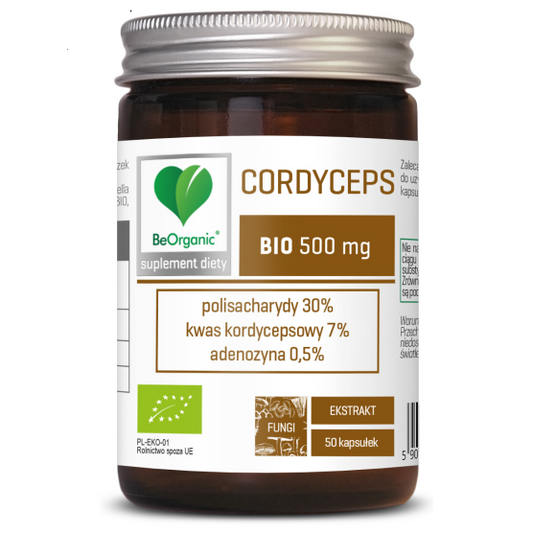 BeOrganic, ekstrakt Cordyceps BIO 30/7/0.5 500mg (Cordyceps sinensis)