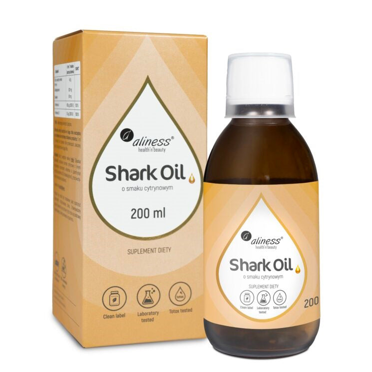 Aliness, Shark Oil (shark liver oil) + Vitamin A, Vitamin D3, 200 ml lemon flavour