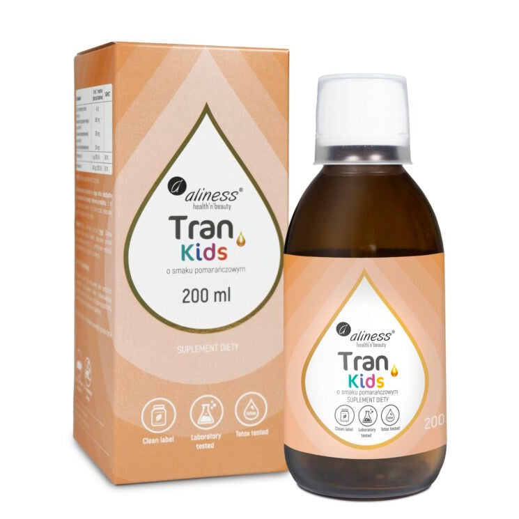 Aliness, Cod Liver Oil KIDS + Vitamin A 400 µg, 200 ml, orange flavour