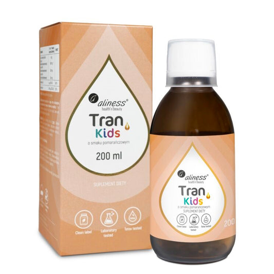 Aliness, Cod Liver Oil KIDS + Vitamin A 400 µg, 200 ml, orange flavour