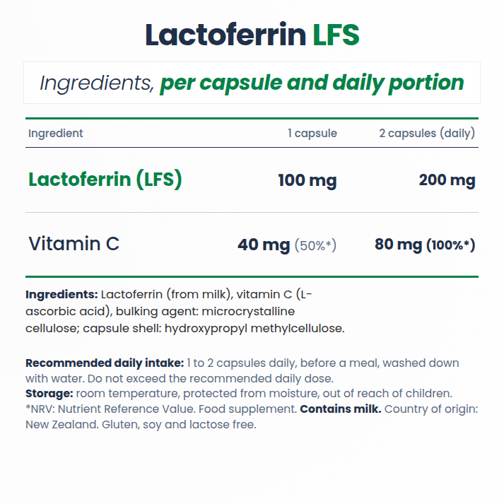 Aliness Lactoferrin LFS 90% 100 mg, 60 kapsułek