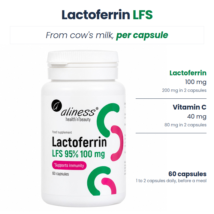Aliness Lactoferrin LFS 90% 100 mg, 60 kapsułek