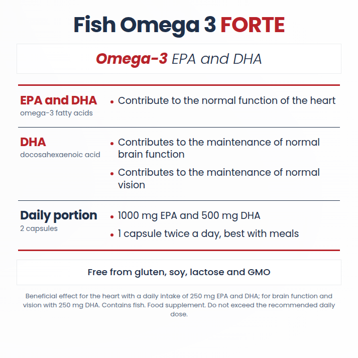 Fish Omega 3 FORTE Triglycerides 500mg EPA / 250mg DHA, High dose of EPA and DHA essential fatty acids
