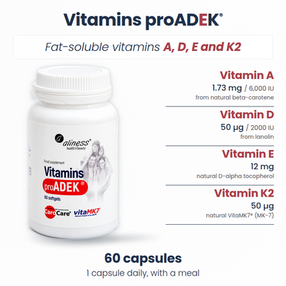 Pro ADEK®, vitamins A, D, E, K, fat soluble vitamins, 60 capsules, DAKE, D3, K2 MK7