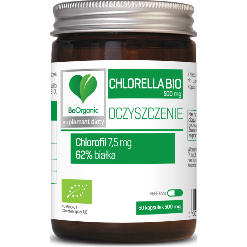 BeOrganic Chlorella BIO, 500mg, 50 kapsułek