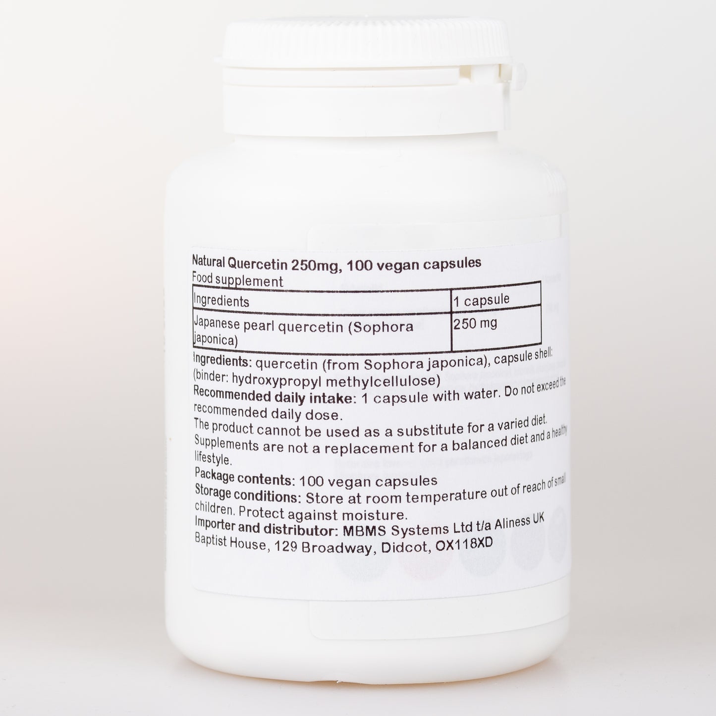 Aliness Naturalna kwercetyna 250 mg, 100 kapsułek vege