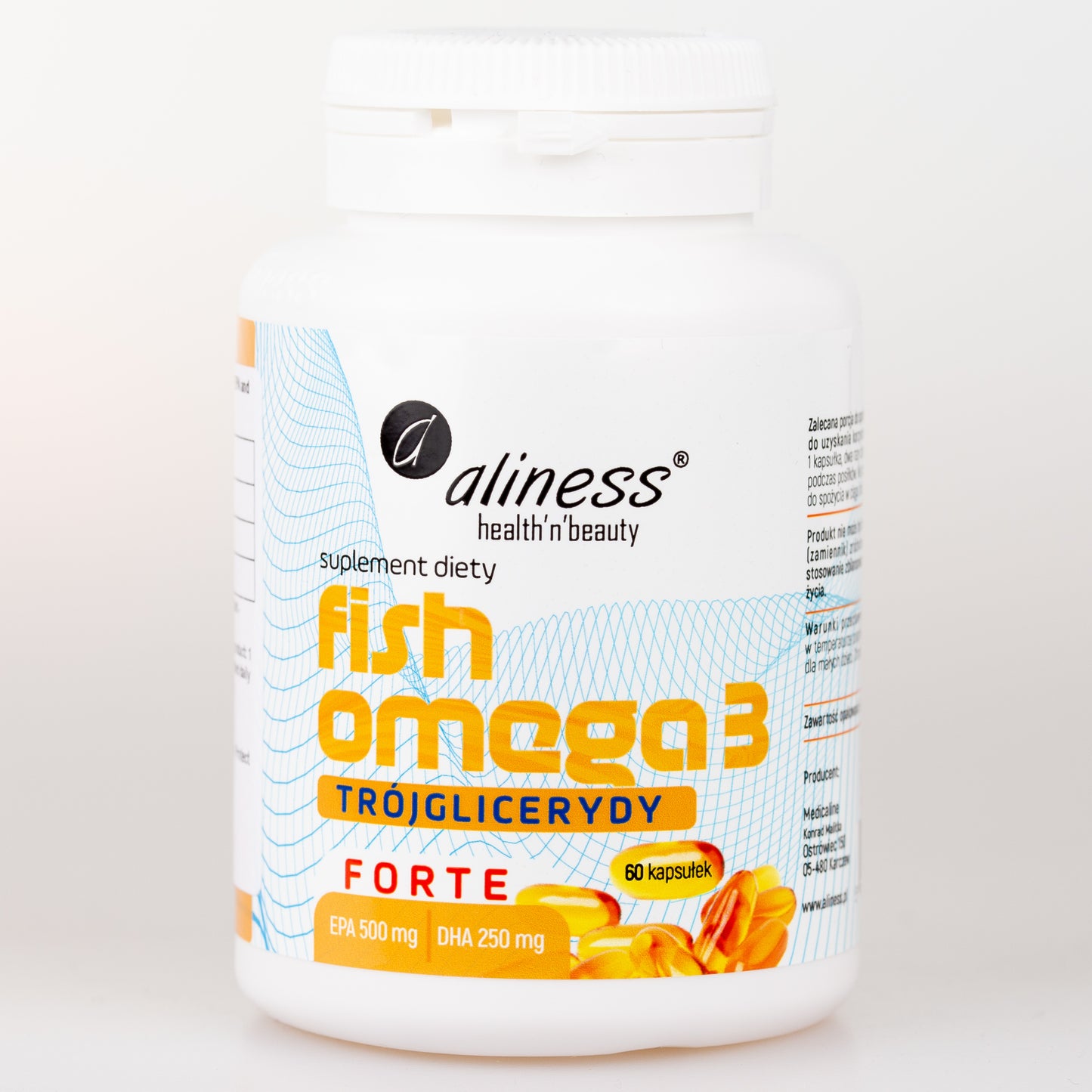 Fish Omega 3 FORTE Trójglicerydy 500/250mg, 60 kapsułek, Wysoka dawka niezbędnych nienasyconych kwasów tłuszczowych EPA i DHA