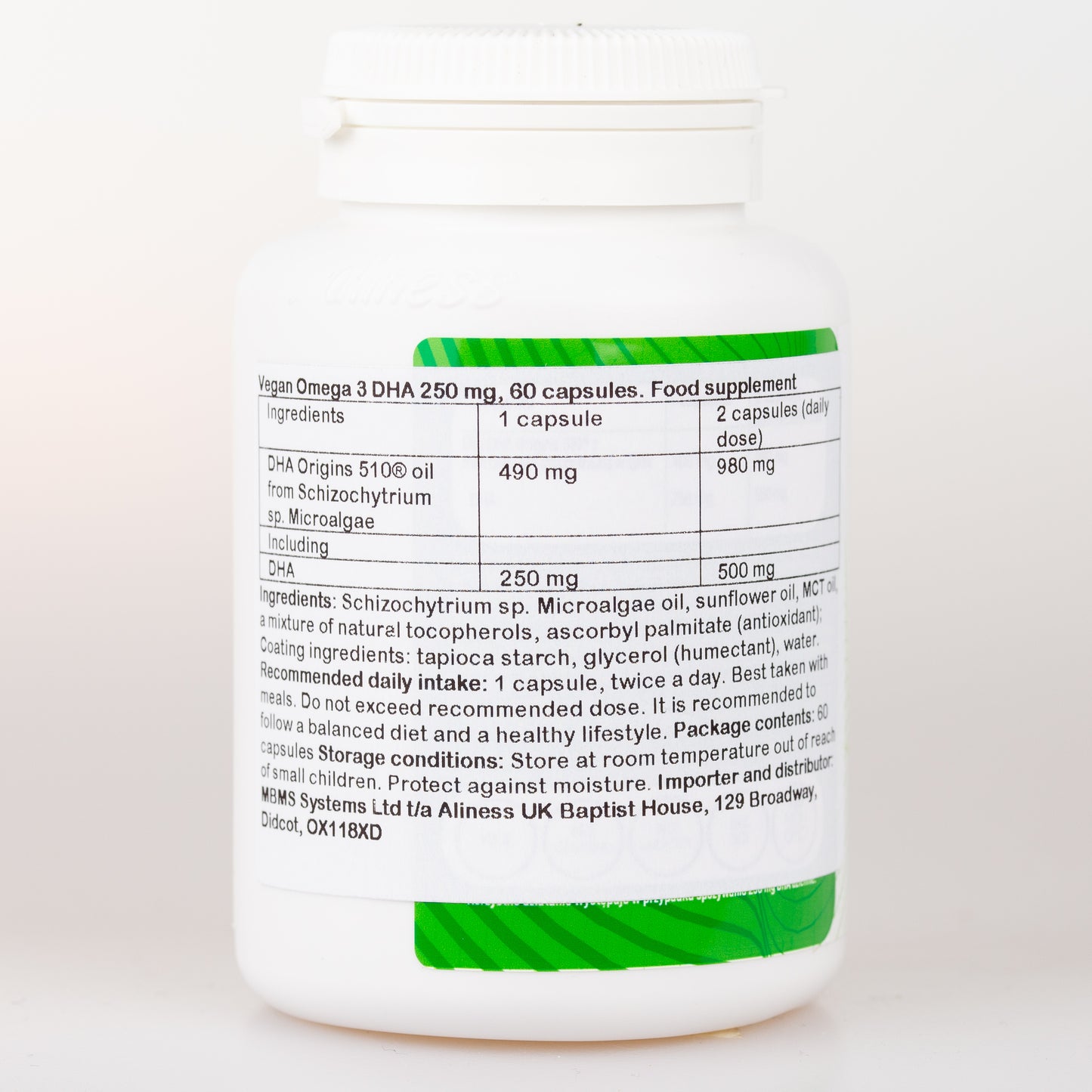 Aliness Vegan Omega 3 DHA 250 mg, 60 kapsułek