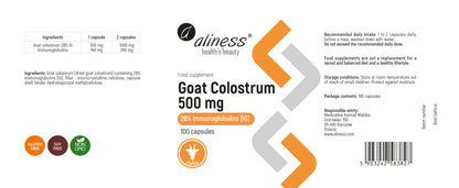 Aliness Colostrum Kozie IG 28% 500mg, 100 kapsułek