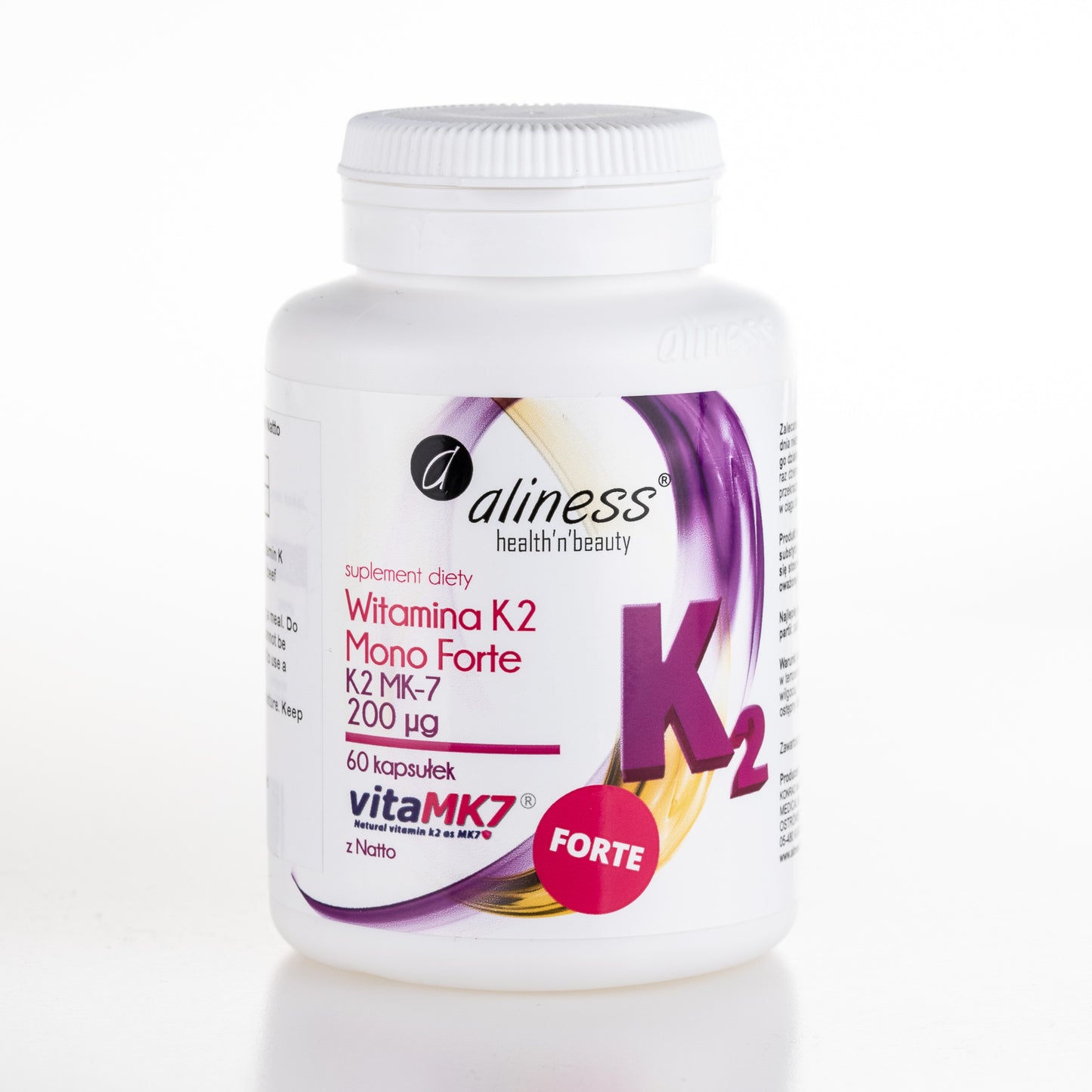 Vitamin K2 MK-7 FORTE 200mcg (200μg) from Natto, 60 capsules, 2 months supply