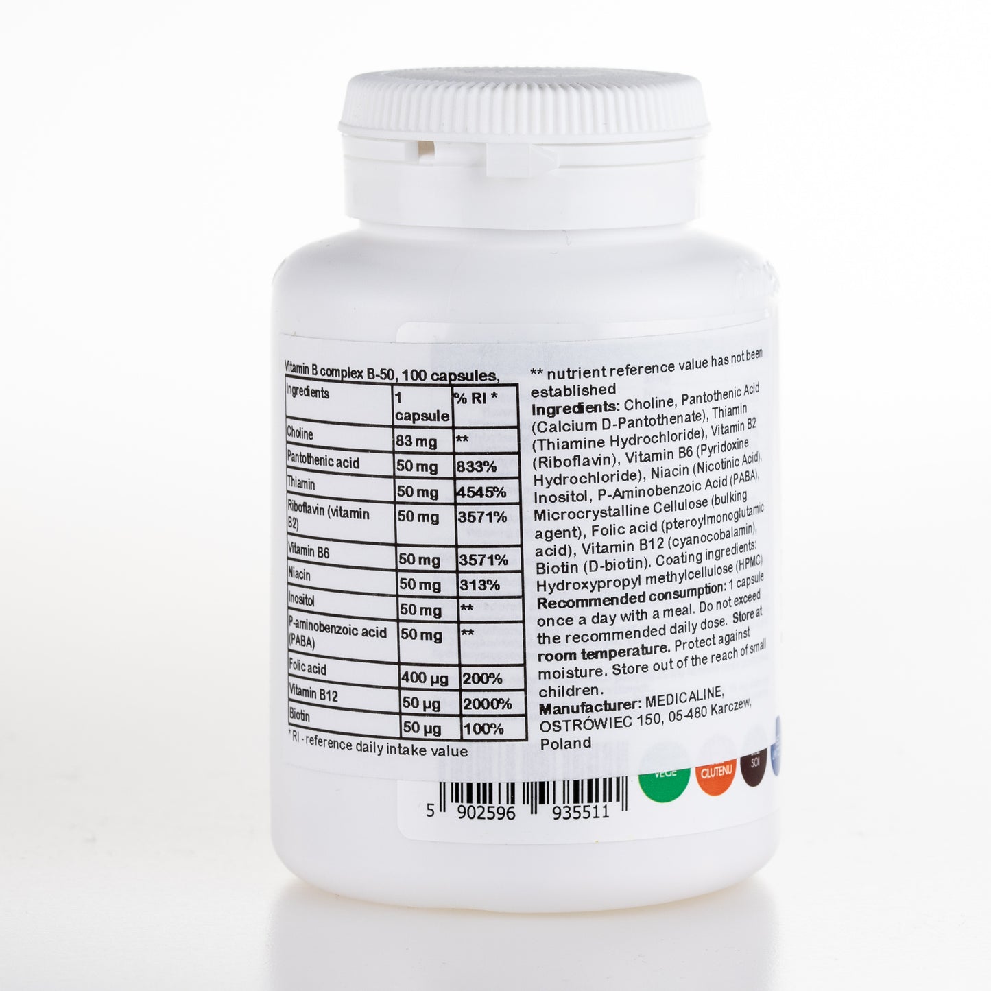 Vitamin B complex B-50, 100 capsules