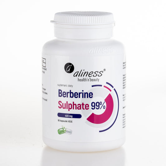 Aliness Berberyna, Berberine Sulphate 99% 400 mg, 60 kapsułek vege, PCOS