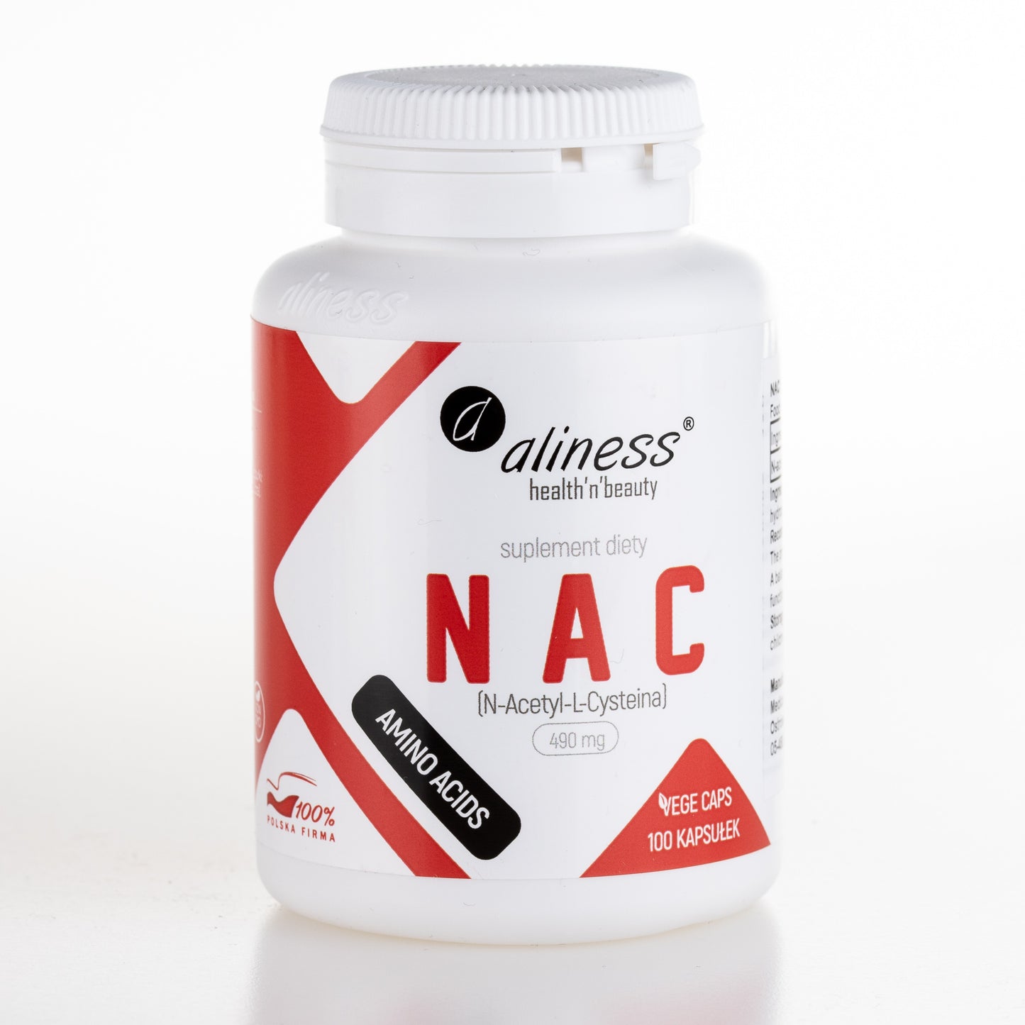 Aliness NAC kapsułki 490mg N-Acetyl-L-Cysteina, 100 kapsułek wegańskich
