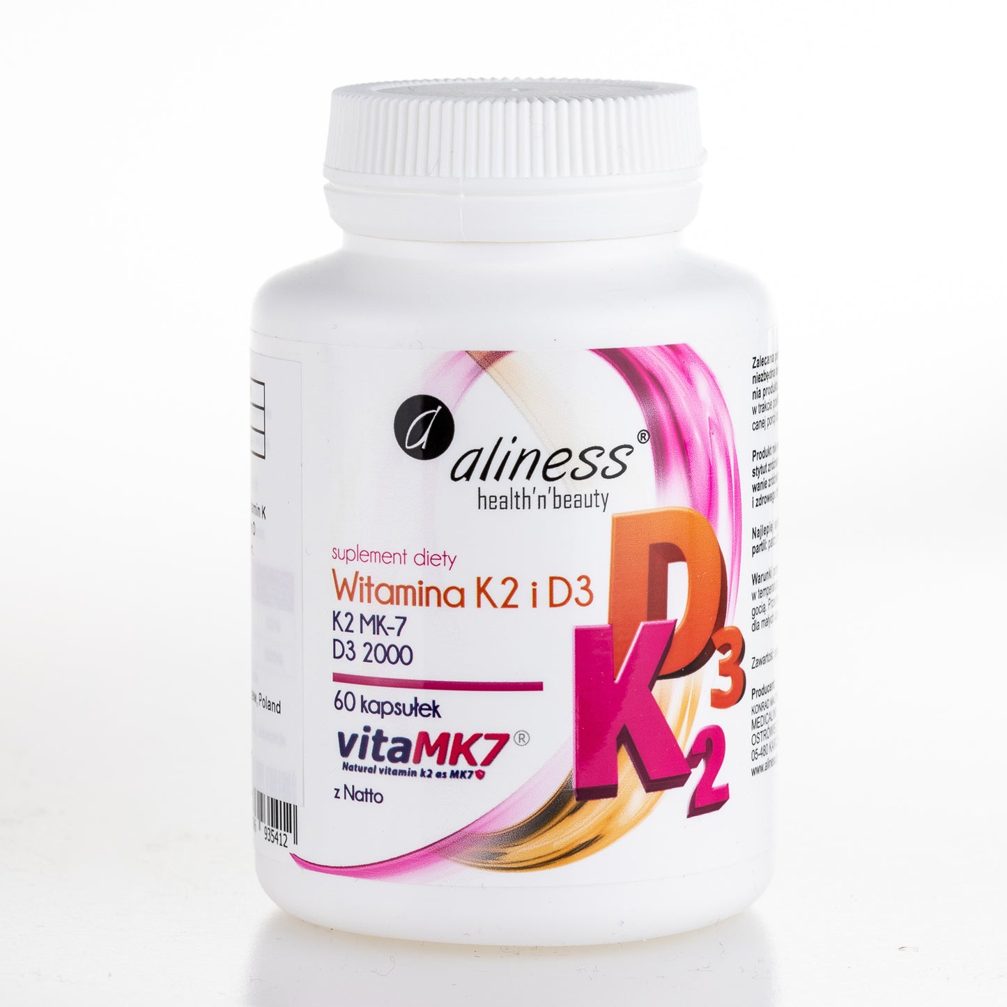 Vitamin D3 (2000 IU) with K2 MK7, 60 capsules