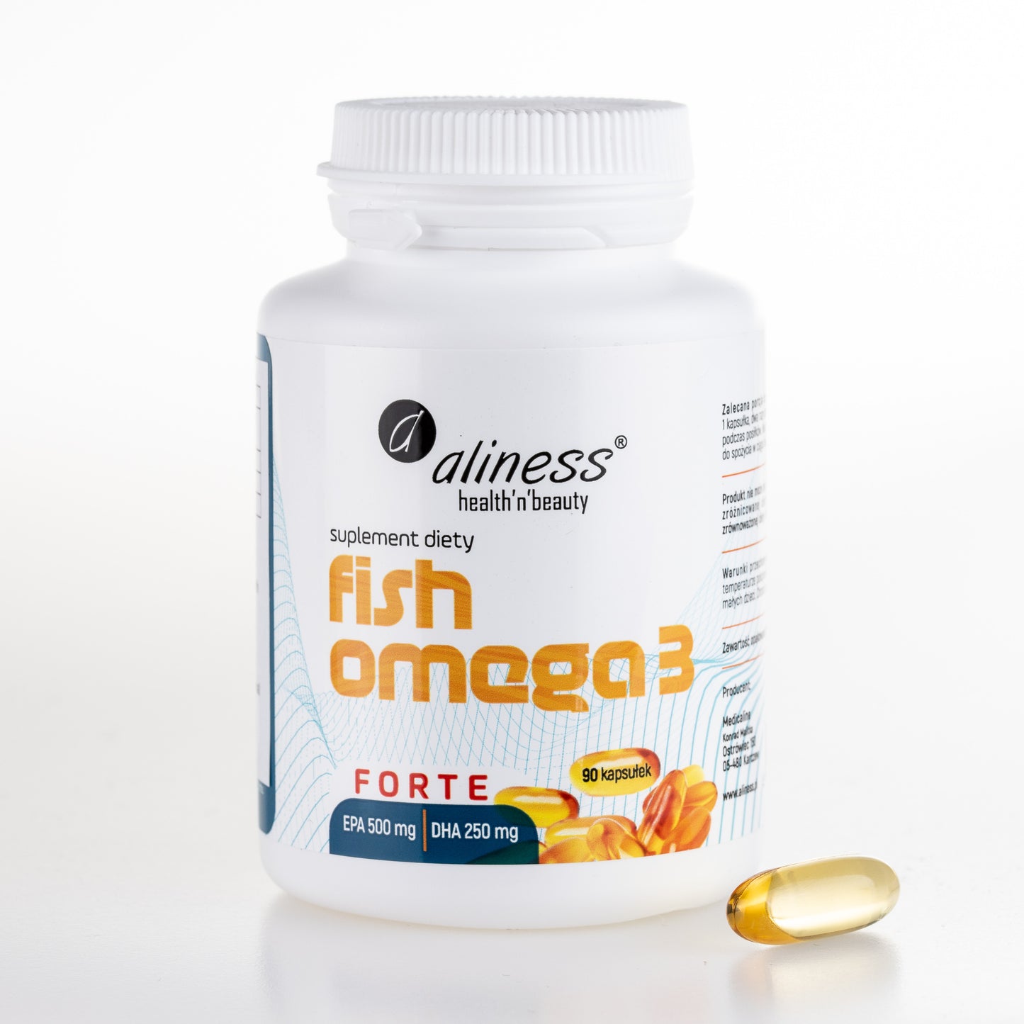 Fish Omega 3 FORTE 500mg EPA / 250mg DHA, 90 capsules, High dose of EPA and DHA essential fatty acids