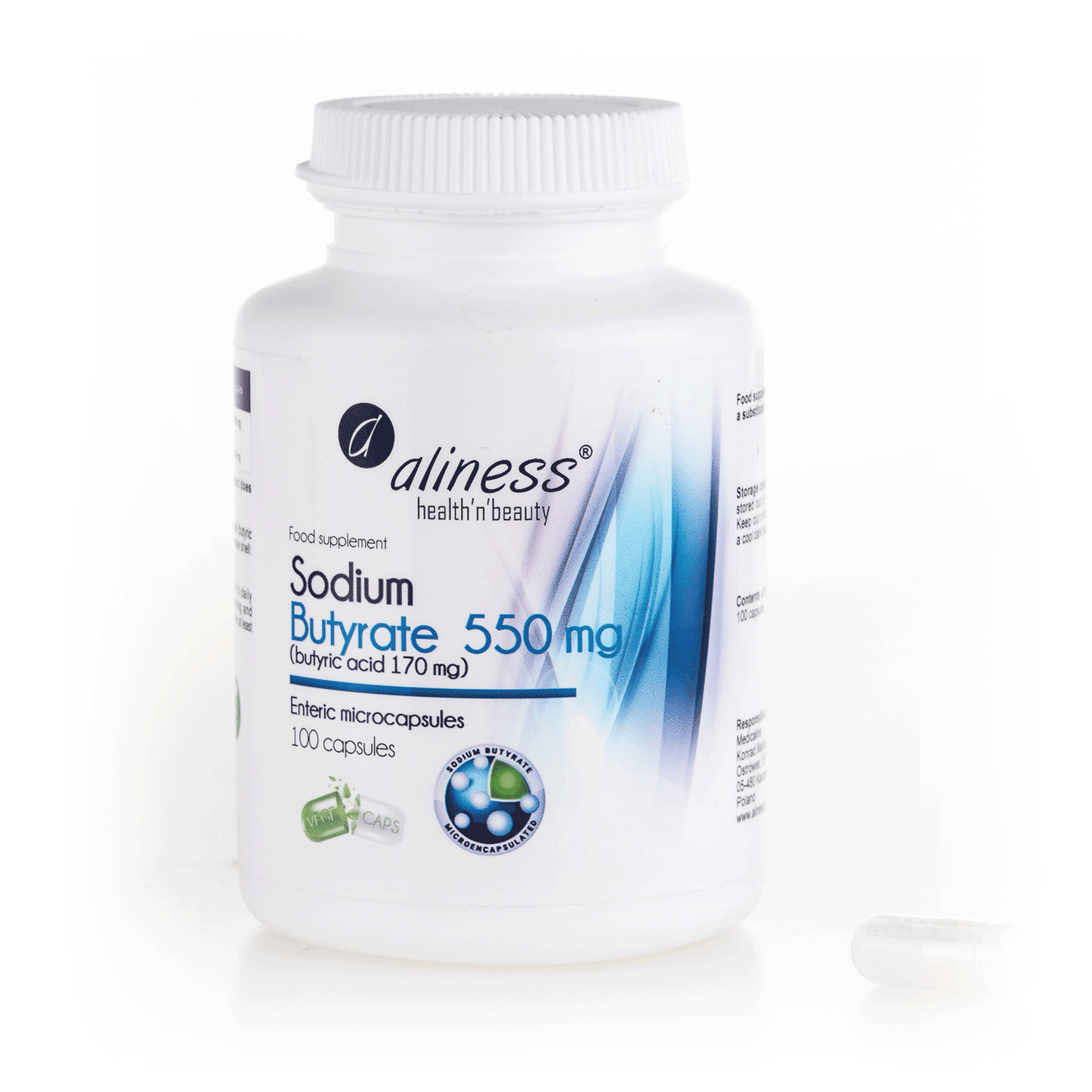 100 capsules of Sodium Butyrate Supplement, IBS Benefits and Symptoms Relief, Leaky Gut Prevention
