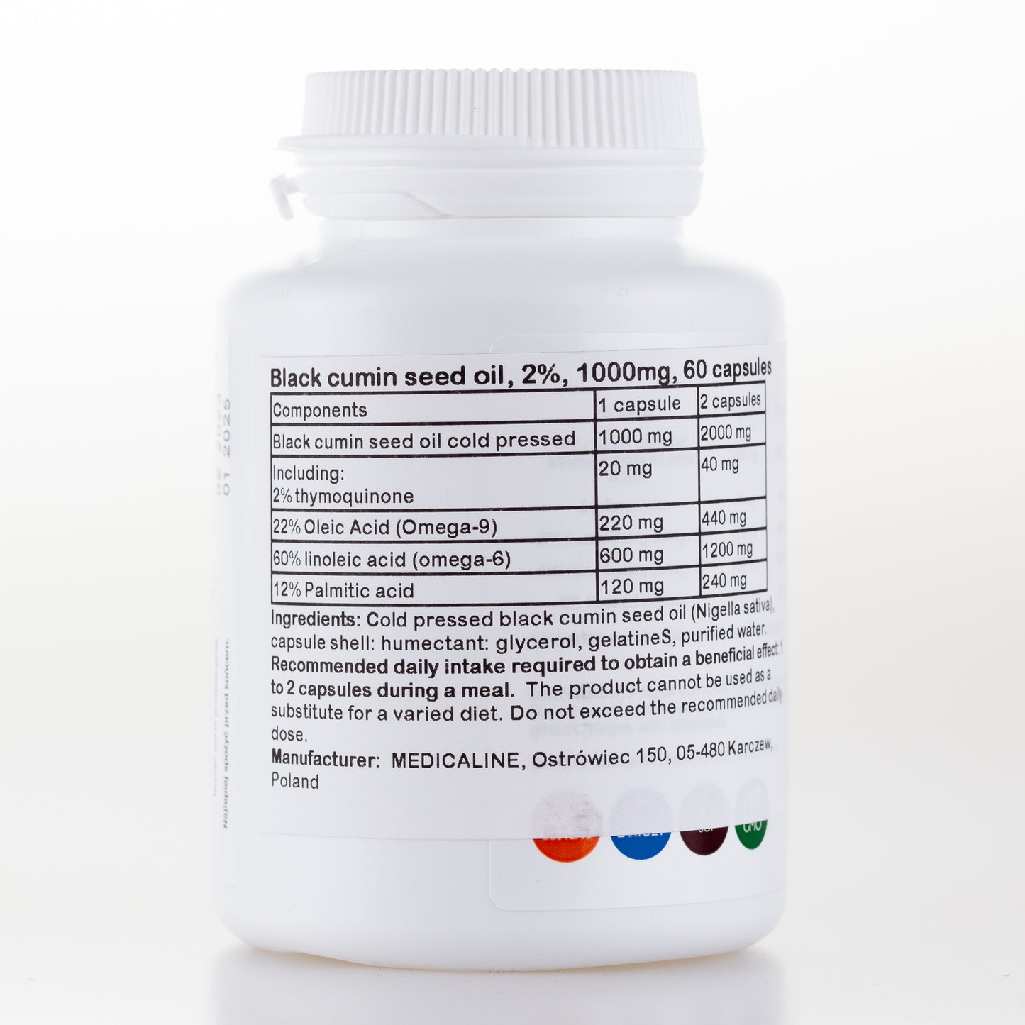 Black cumin seed oil, 2%, 1000mg, 60 capsules