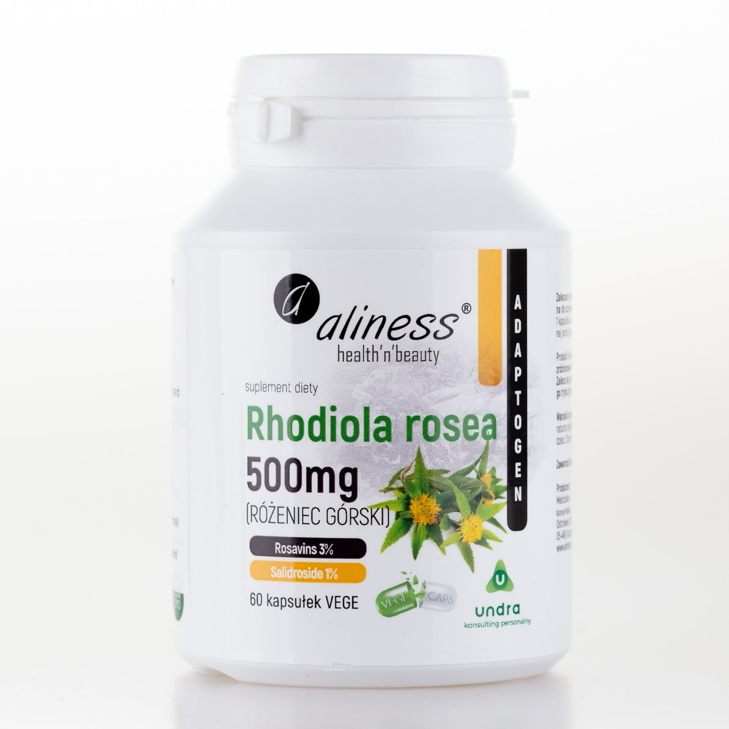 Aliness Różeniec Górski Rhodiola Rosea 500mg, 60 kapsułek wegańskich