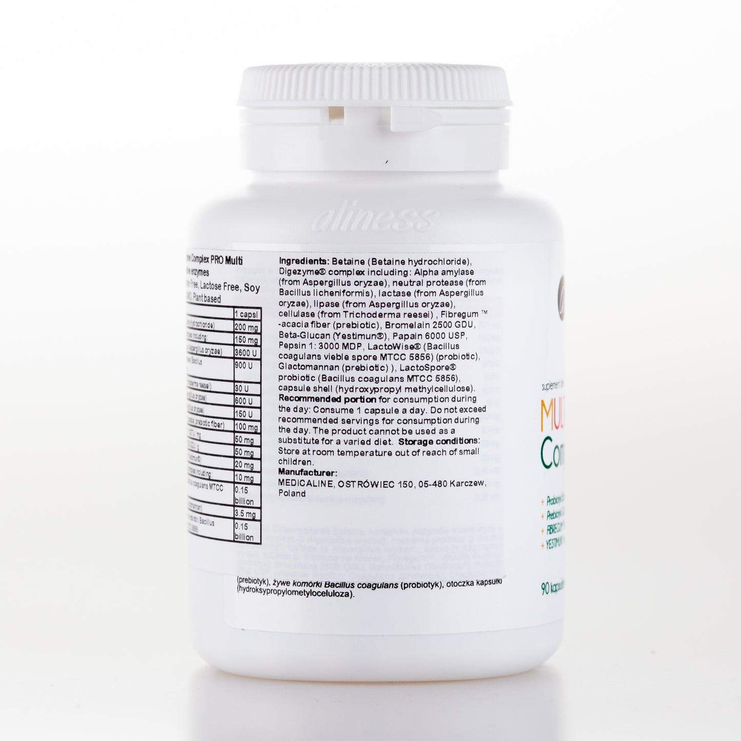 Aliness Enzymy trawienne MULTI Enzyme Complex PRO, 90 kapsułek vege