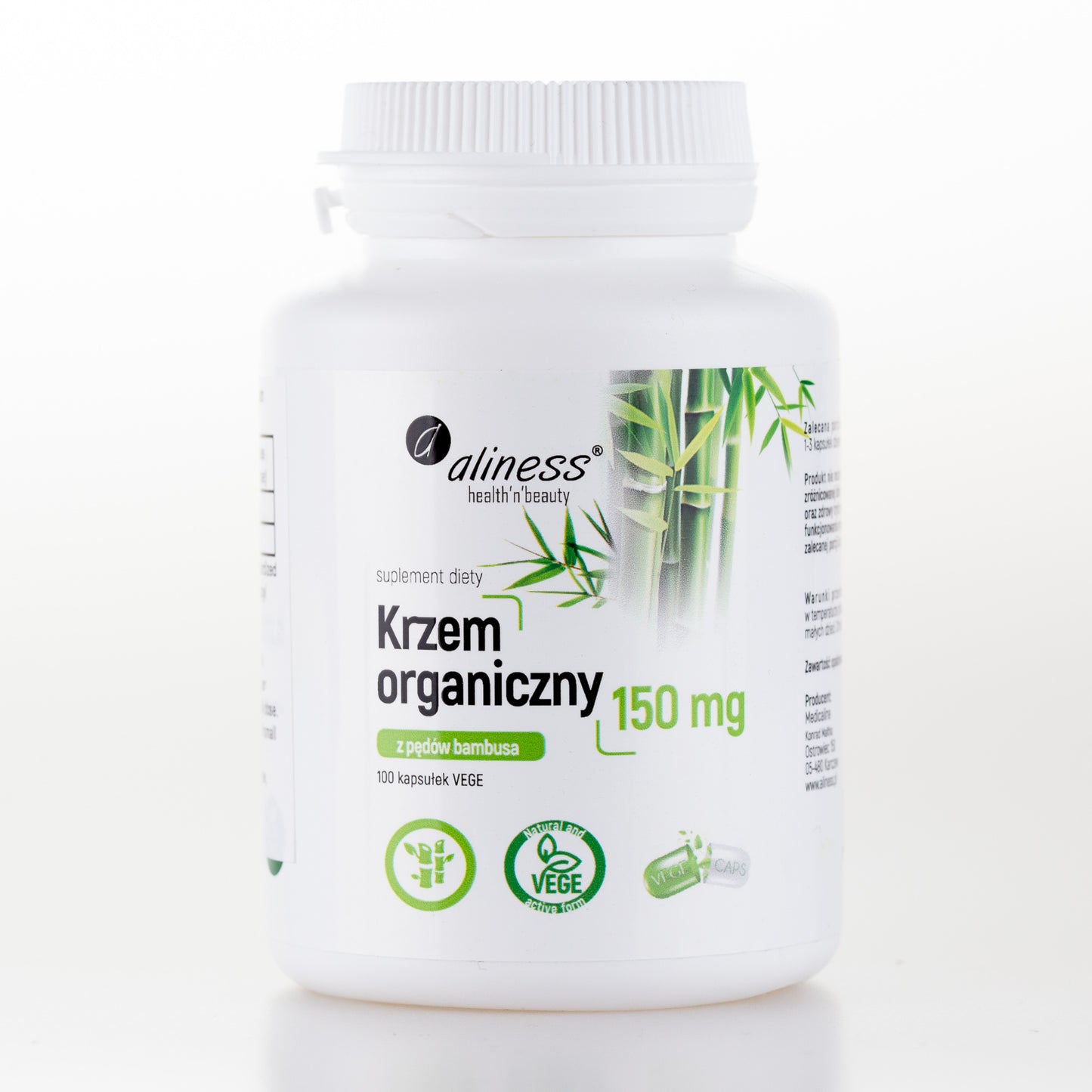 Organic silicon from bamboo shoots 150 mg, 100 vegan capsules