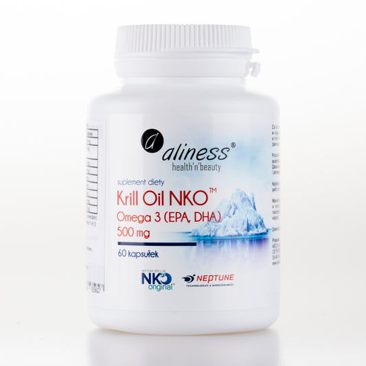 Aliness Krill Oil NKO Omega 3 z Astaksantyną, 500 mg, 60 kapsułek