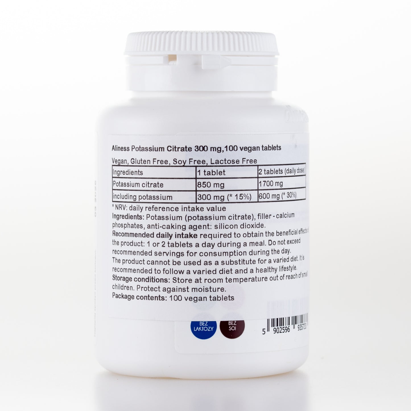 Potassium Citrate 300 mg, 100 vegan tablets