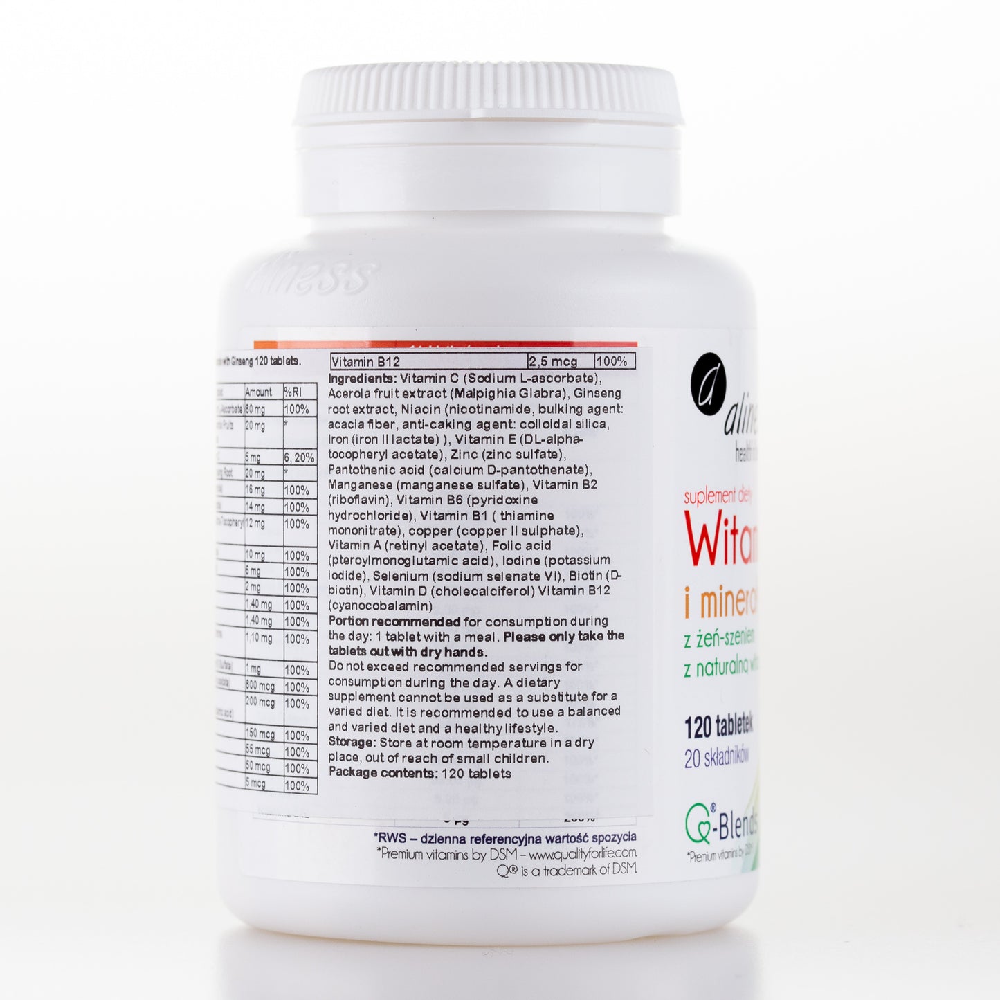 Multivitamin and Minerals 100% with Ginseng, 120 caplets