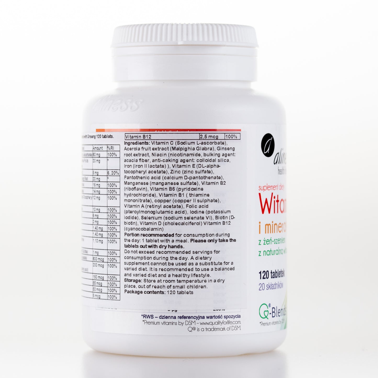 Multivitamin and Minerals 100% with Ginseng, 120 tablets