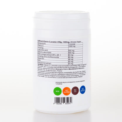 Buffered Vitamin C powder, 250 g, Vegan