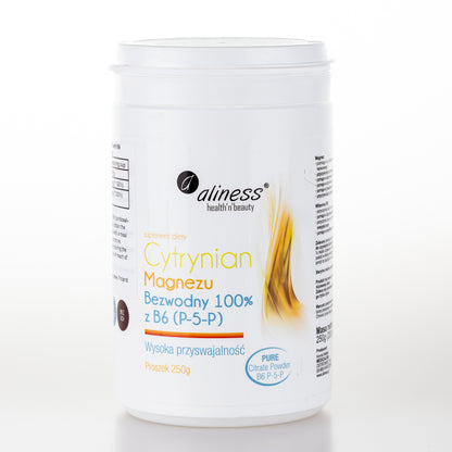 Aliness Cytrynian Magnezu Bezwodny z Witaminą B6 (P-5-P), proszek 250g