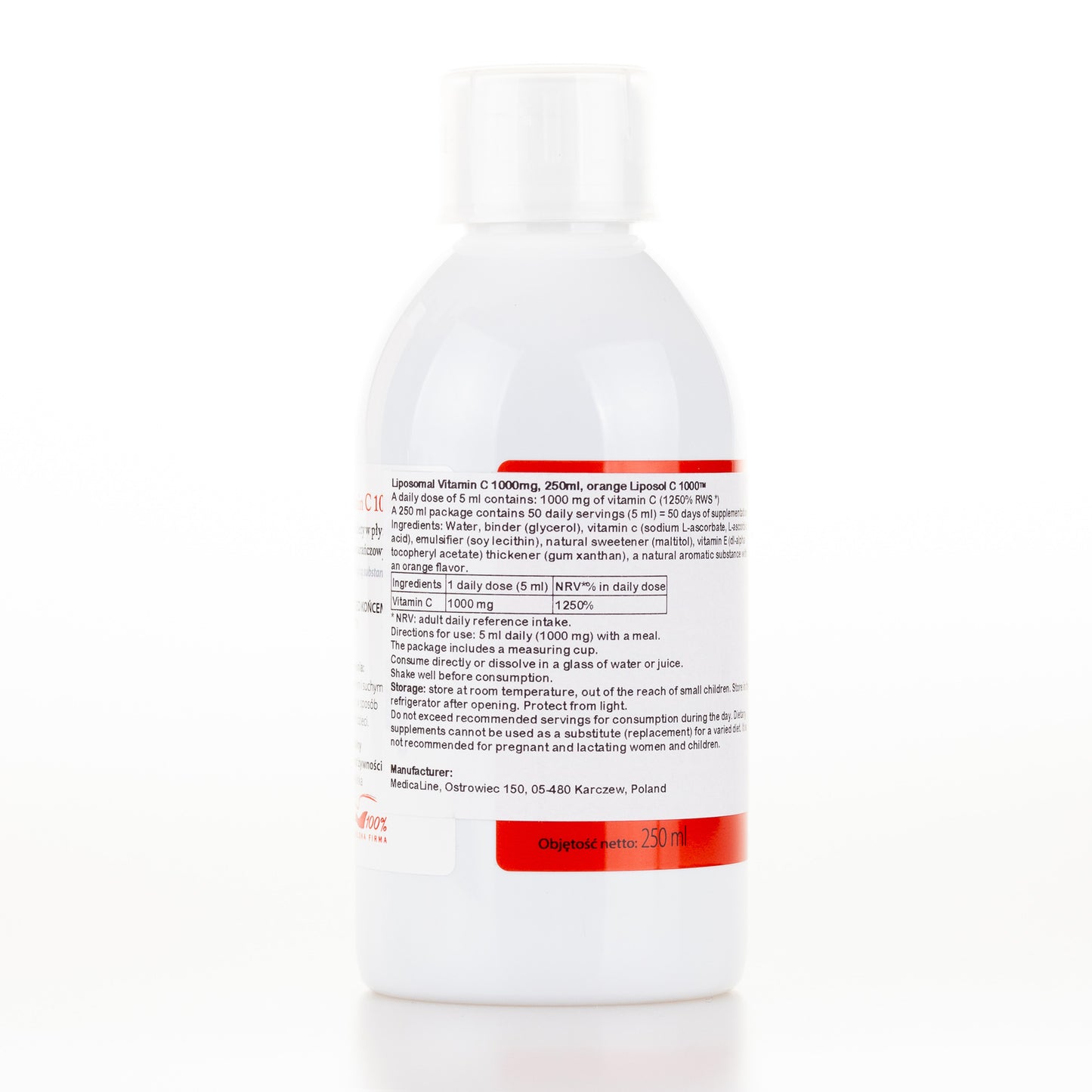 Liposol C Liposomalna Witamina C 1000 (Buforowana) 250ml, smak pomarańczowy